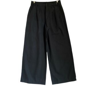 Madewell Harlow Pants 2P Black Wide Leg Cropped Lyocell Linen Relaxed Boho